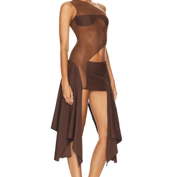 REVOLVE Chocolate Brown Mesh Dress - Picture 2 of 4